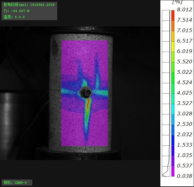 圓柱試樣DIC表面應(yīng)變場云圖.jpg 圓柱試樣DIC表面應(yīng)變場云圖.jpg